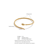 JINYOU 7699 Bracelet Serpent en Acier Inoxydable Torsadé Style Punk, Plaqué Or Véritable PVD, Manchette Ouverte Minimaliste, Motif Animal