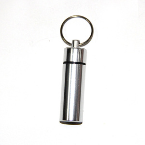 Waterproof Metal Pill Box Keychain Custom Capsule Aluminum Alloy Hanging Pill Container Keyring Promotion