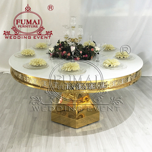 ชุดเฟอร์นิเจอร์สำหรับงานแต่งงานหรูหราไม้ MDF สีขาวกลมโต๊ะจัดเลี้ยงสำหรับห้องรับประทานอาหาร