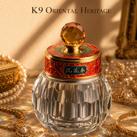 Petite boîte à bijoux orientale en émail et cristal, avec bouton en ambre facetté, couvercle en filigrane peint à la main, verre K9 pour bijoux