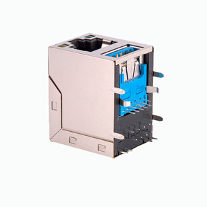 <span class=keywords><strong>USB</strong></span> <span class=keywords><strong>3.0</strong></span> RJ45 nữ jack combo che chắn kép boong 2x1 Ethernet kết nối bảng mạch in - Product Image 4