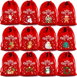 Sac cadeau recyclable en velours rouge avec cordon de serrage, idéal pour les fruits, les bonbons de mariage, les cadeaux de Noël pour enfants, avec fonction de marquage. - Product Image 3