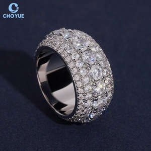 Anillo de cóctel de lujo para mujer de plata 925 con moissanita, corte brillante redondo, engaste pavé, anillo de boda, precio de fábrica - Product Image 4