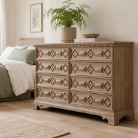 Nouvelle commode de chevet de style palais, luxueuse, faite à la main, en bois, avec 8 tiroirs, pour les opérateurs de villas et de manoirs