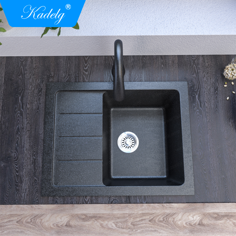 Matte White Granite Kitchen Sink Handmade Sink With Drainboard