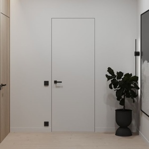 ประตูไม้ที่มองไม่เห็นไร้กรอบสีขาวเรียบง่ายประตูภายในที่ซ่อนอยู่พร้อมบานพับที่ซ่อนอยู่ - Product Image 3