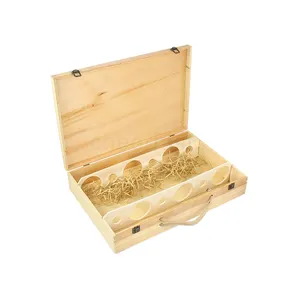 Best Selling Natural Pine Decorative 6 Bottle Box Gift Box Well Made Welcome Printing Your Design Pine Wooden Box Beer