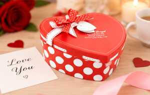 Caja de Regalo en Forma de Corazón Personalizada de Cartón con Diseño de Puntos y Lazo para Boutique - Product Image 4