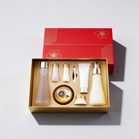 Boîte cadeau personnalisée à couvercle rabattable avec ruban, emballage en carton pour ensemble cosmétique, vente en gros de produits de soin de la peau