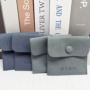 Bolsa de Embalaje para Joyería JUNE Blue Velvet con Cierre a Presión y Logotipo en Relieve para Pendientes - Product Image 3