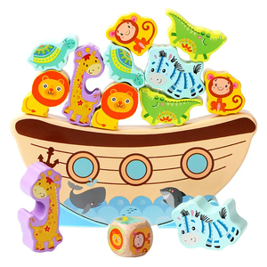 Juguetes educativos de madera para niños, barco de equilibrio Animal, bloques de construcción altos, rompecabezas dinámico marino para educación temprana - Product Image 6
