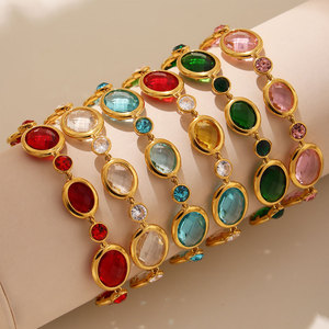 Luxury 316L Stainless Steel 14k 18k Gold Plated Women's Fashion <b>Bracelet</b> & Bangles Colorful <b>Gemstone</b> <b>Bracelet</b> for Women - Product Image 1
