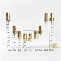 Vente en gros d'atomiseurs de parfum en verre de 2 ml, 3 ml, 5 ml, 10 ml, flacon pulvérisateur portable rechargeable avec pulvérisateur en aluminium plaqué or
