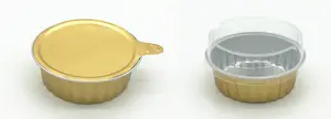 Alta qualità 60ml parete liscia colore oro foglio di alluminio contenitore piccola zuppa di riso cibo ciotola usa e getta per tazze di condimento