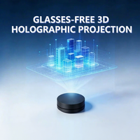 Ventilateur holographique 3D de 50 cm avec écran LED, écran d'affichage numérique noir, publicité numérique, Wi-Fi intégré, contrôle par application, pour table/mur/poteau