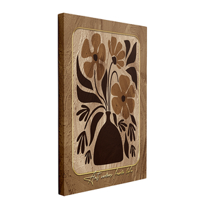 Tranh vải hoa trừu tượng phong cách retro thiết kế mới tranh tường nhà màu nâu với Khung in kỹ thuật số - Product Image 2