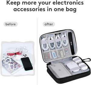 Échantillon gratuit Sac de rangement de voyage pas cher Étui étanche Double couche Organiser les câbles électroniques Chargeur Banque d'alimentation Sac - Product Image 6