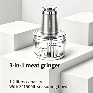 <span class=keywords><strong>Picadora</strong></span> de Cocina Pequeña con Recipiente de Vidrio de 1.2L, <span class=keywords><strong>Picadora</strong></span> Eléctrica de Carne para Alimentos de Bebé, <span class=keywords><strong>Picadora</strong></span> de Ajo, Carne Picada y Masa para Familias Urbanas - Product Image 4