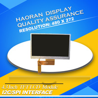 Módulo de Pantalla LCD TFT de 4.3 Pulgadas, Interfaz SPI/I2C, Conector de 18 Pines, Resolución WQVGA, Retroiluminación LED de 16 LED, Brillo de 1000 cd/m