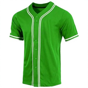 Maillot de baseball vert pour homme, manches courtes, boutonné, couleur unie, anti-humidité, respirant, en polyester, vêtement de sport, coupe classique - Product Image 1