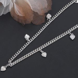 JXX Wholesale Women's Fashion <b>Charm</b> <b>Bracelet</b> Silver Plated Cuban Chain Heart <b>Bracelet</b> - Product Image 5