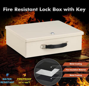 Caja Fuerte Portátil Contra Incendios con Cerradura de Llave, Caja de Seguridad Metálica Resistente al Fuego, Caja de Almacenamiento Segura, Caja de Depósito de Seguridad - Product Image 3