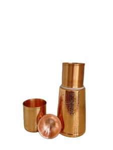 950ML Engraved Copper Water Bedroom Carafe Set Artisanal Nightstand <b>Jar</b> with Inbuilt Cup Eco-Friendly Ayurvedic Wellness Gift - Product Image 5