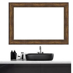 Espejo de Pared Cuadrado Grande Dorado Estilo Art Deco, Marco Biselado Ancho, Acabado Dorado Rústico Tradicional para Bodas - Product Image 1