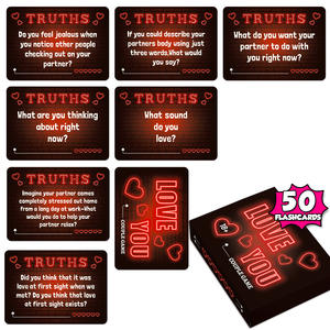 50 cartes d'échauffement interactives en forme de cœur au néon LOVE YOU <span class=keywords><strong>Couple</strong></span> Truth or Dare Game Props en plastique durable - Product Image 5