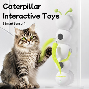 Juguete de gato interactivo activado por movimiento de plástico recargable por USB recién llegado gusano Wack inteligente con caza de cola esponjosa - Product Image 3