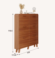 Meuble à chaussures de luxe moderne ultra-fin en panneaux de bois avec tiroirs et portes, organisateur de salon multi-niveaux