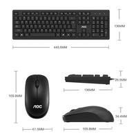 Clavier et souris sans fil AOC KM210 pour bureau, pack 2.4G pour ordinateur de bureau et portable, en stock