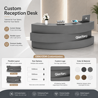 Comptoir de réception moderne gris sur mesure, certifié CE, avec base lumineuse LED, design gratuit, comptoir de réception de bureau