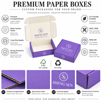 Boîtes en papier violettes personnalisées avec logo, boîtes d'expédition en carton ondulé, boîtes d'emballage pour vêtements d'entreprise, ensemble de boîtes d'emballage pour vêtements