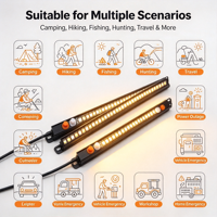 Barre lumineuse LED dimmable 12V pour camping, double couleur ambre + blanc/rouge + blanc, éclairage portable tout-en-un pour camping-car, tente, voiture