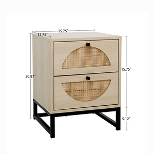 Modern Luxury Small Rattan <strong>Bedside</strong> Tables Wooden Nightstand <strong>Organiser</strong> with Drawer for Bedroom or Hotel for Living Room Use - Product Image 4