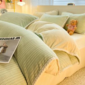 4 pezzi <span class=keywords><strong>copripiumino</strong></span> in pile di corallo <span class=keywords><strong>copripiumino</strong></span> con biancheria da letto in velluto biadesivo in <span class=keywords><strong>flanella</strong></span> di pile - Product Image 4