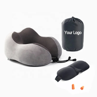 Oreiller cervical de voyage avec masque pour les yeux 3D et bouchons d'oreilles pour avion