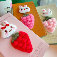 Carnet à feuilles mobiles en peluche lapin mignon de dessin animé avec fraises pour étudiants - Cadeau créatif pour filles