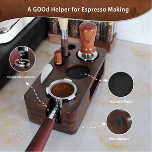 Prensador de Café Reutilizable de Madera con Mango de 51-63 mm, Almacenamiento y Soporte de Operación Integrado - Product Image 6