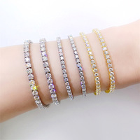 Bracelet chaîne tennis hip-hop en argent sterling 925 simple rangée 2-5mm Moissanite bijoux fins pour femmes
