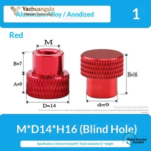 Tuerca de Cabeza de Champiñón Roja Anodizada de Aleación de Aluminio Yachuangxin M D14 H16 para Orificio Ciego - Product Image 6