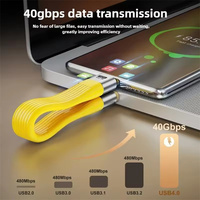 Porte-clés USB C, câble porte-clés USB C court Thunderbolt4 avec transfert de données 40Gbps à charge rapide PD 240W, câble durable 8K60Hz