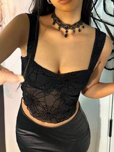 Nuovo gilet Slim senza maniche con vista a ragnatela Sexy per ragazza Sexy e Sexy - Product Image 5