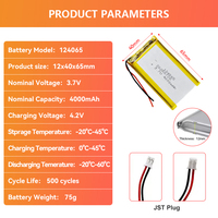 Batterie polymère au lithium 3,7 V 4000 mAh 124065 1260118 Batterie Lipo rechargeable avec PCB pour l'électronique grand public et les banques d'alimentation