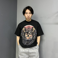 T-shirt surdimensionné Y2K imprimé numérique à l'avant T-shirt personnalisé imprimé réfléchissant 100% coton Boxy T-shirts pour hommes