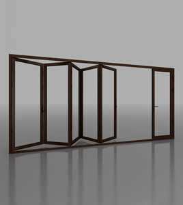 Puerta plegable de vidrio de doble templado personalizable Puerta plegable de aleación de aluminio Puertas plegables de seis plegables insonorizadas a prueba de viento (5-1) - Product Image 2