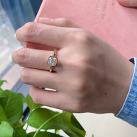 Yeni gelenler Moissanite taş yüzük ile zirkon yüzük ile 14K gerçek altın kadınlar erkekler için güzel takı hediye