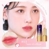 Baume à lèvres hydratant et nourrissant à la fleur naturelle et feuille d'or, changeant de couleur selon la température, réduit les ridules, rouge à lèvres transparent effet gelée