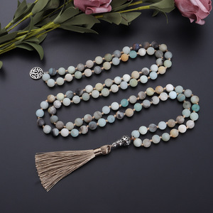 Collana con 108 Perle Mala 6/8mm, Perle per Preghiera e Meditazione Yoga, Annodate a Mano con Ciondolo <span class=keywords><strong>Albero</strong></span> della Vita e Nappa, Collana Lunga - Product Image 2
